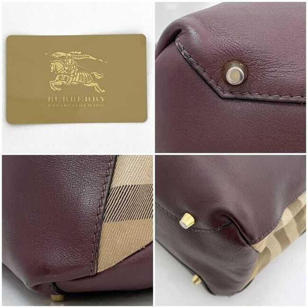 Burberry Bag Bordeaux Red Beige Check Leather Handbag Shoulder Wine Red Logo - Picture 10 of 10